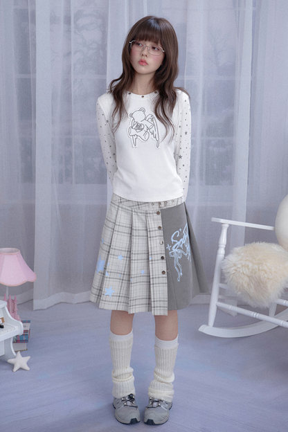 サブカルチャーアシメチェックロゴスカート