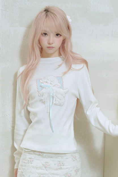 Sweet Lamb Ribbon Tight Top