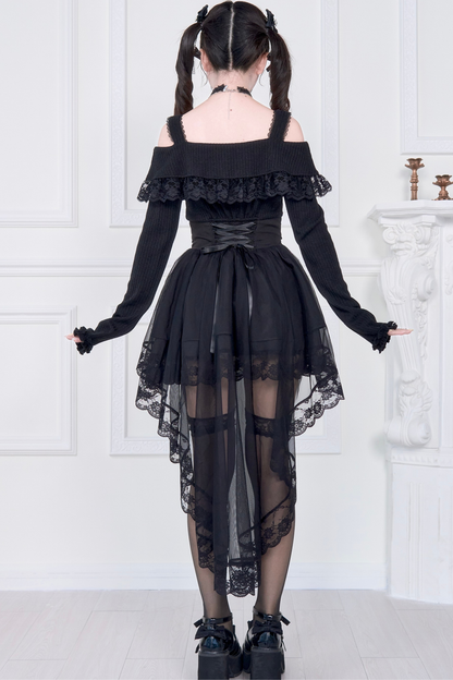 Off-Shoulder Mine Lace Dress