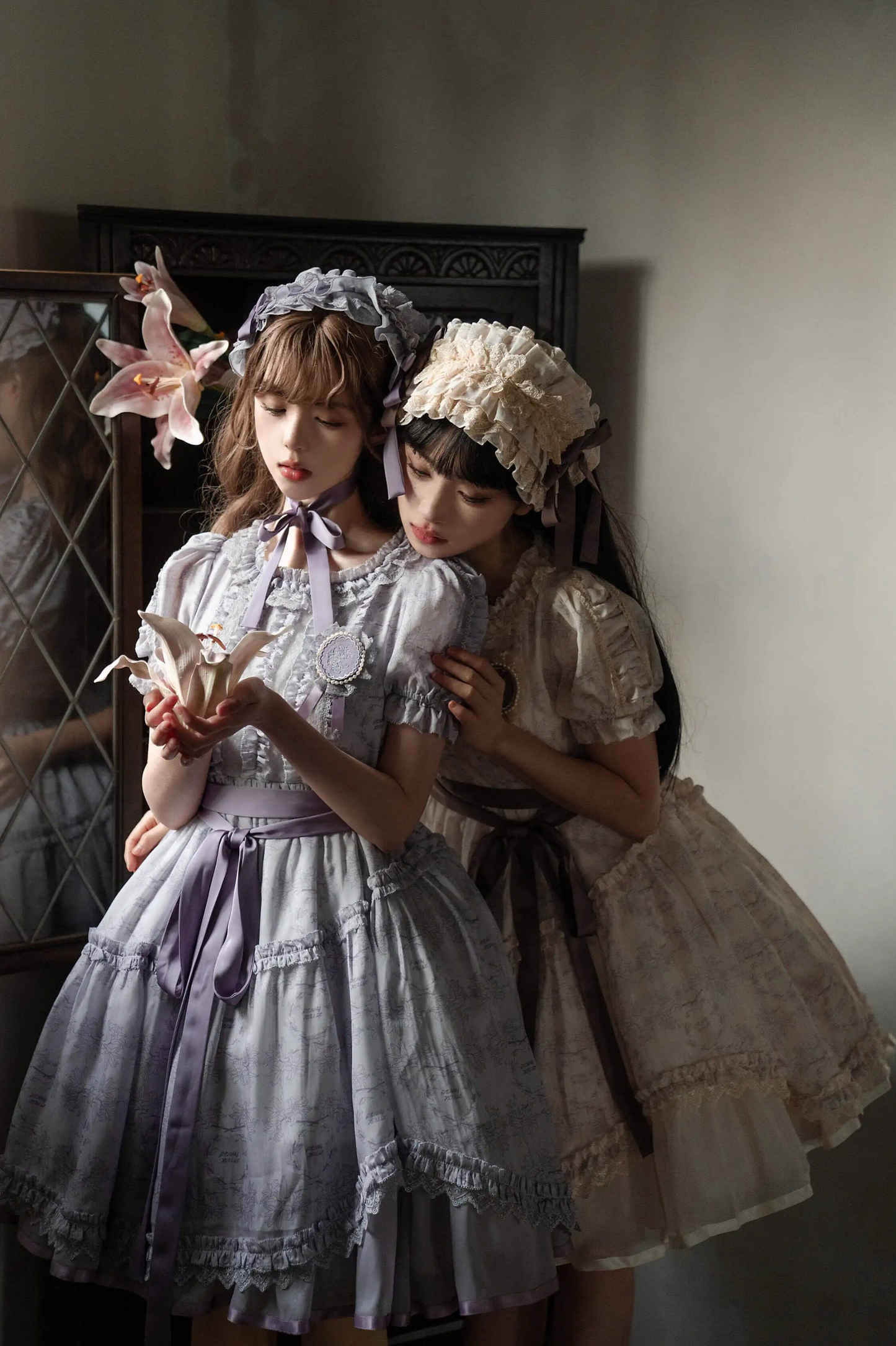 French Elegance Floral Lolita Dress + Badge + Headband + Headband