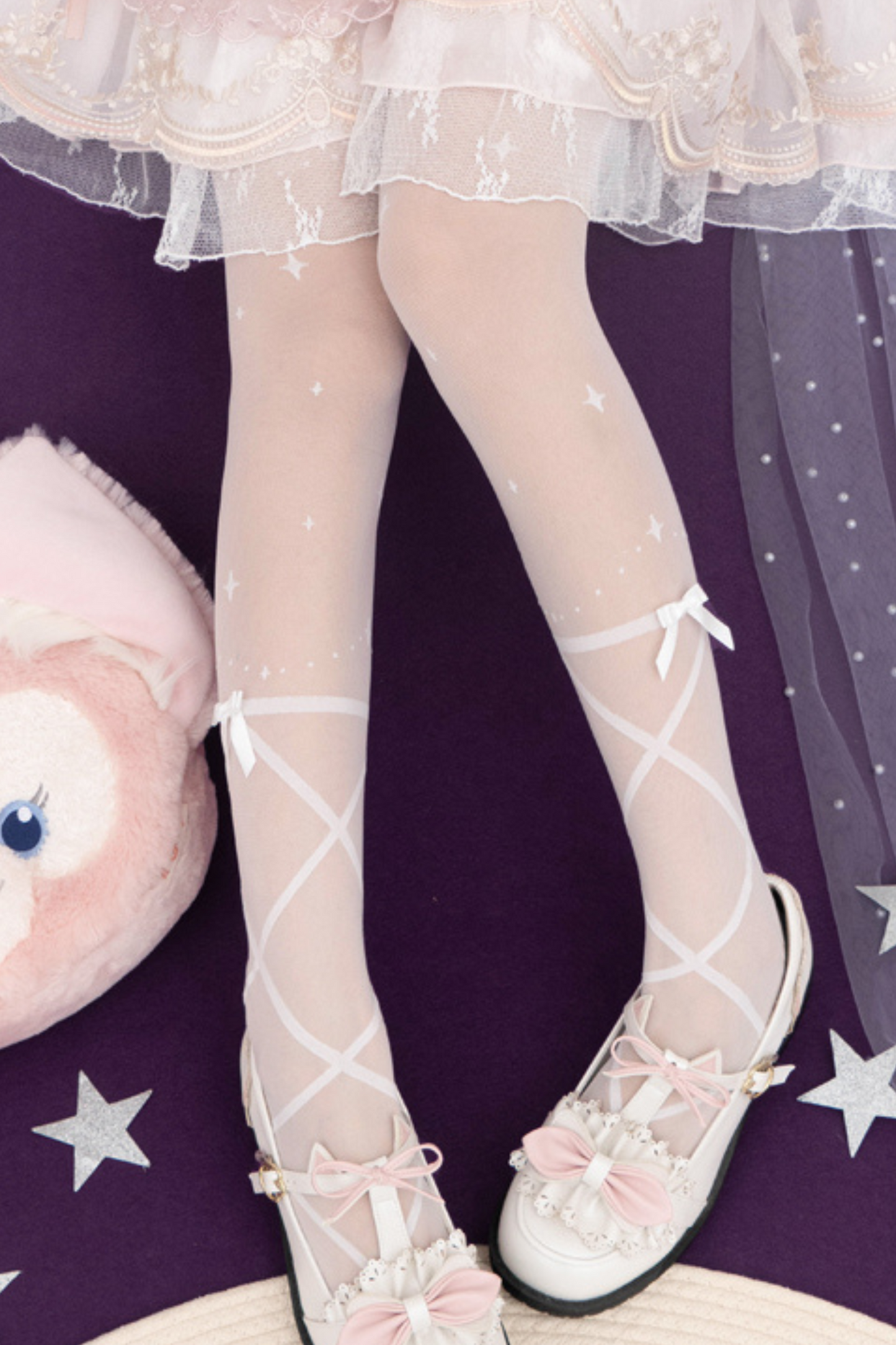 Ribbon design sweet Lolita tights