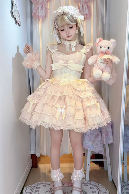 【予約商品】プリンセスバレエケーキロリータドレス+ヘアバンド+ネックレス+スリーブ+テール