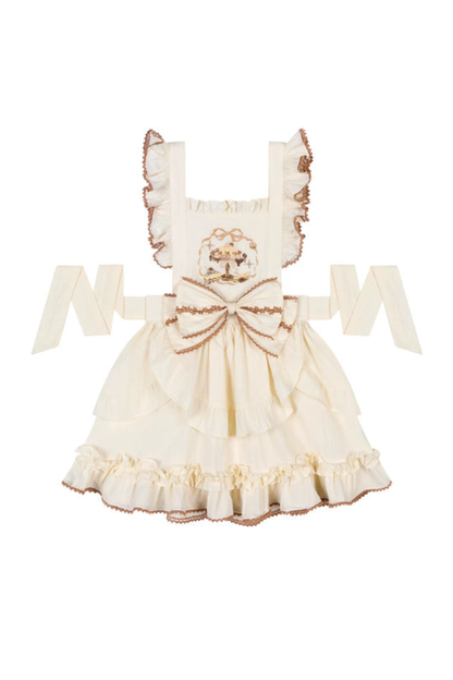 Kleines Bär-Dessert-Haus-Kleid + Rock + Schürze + Brosche + Überrock