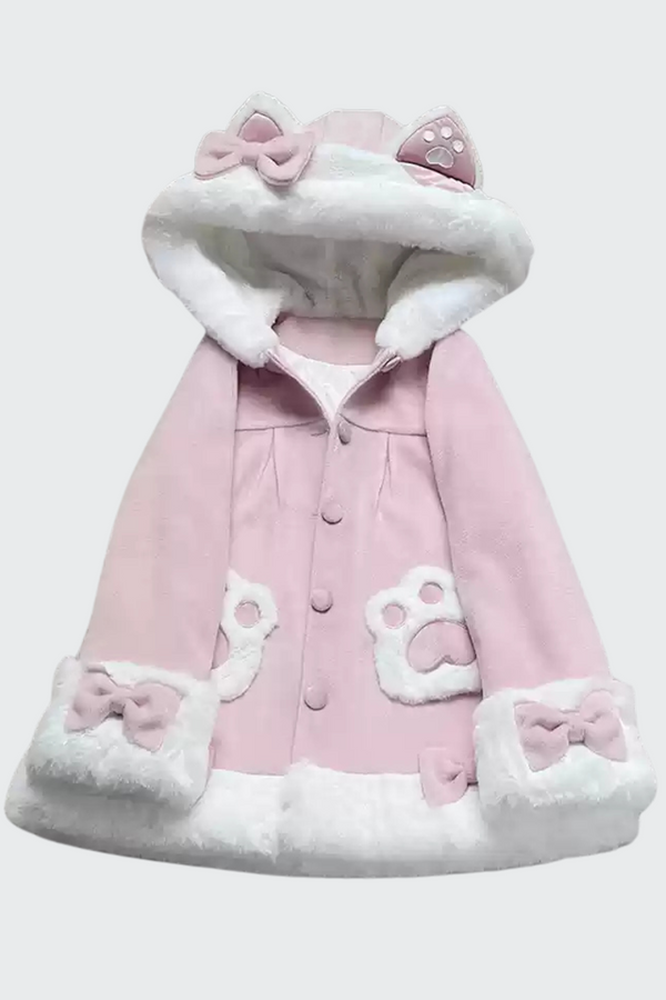 【予約商品】猫耳フーディーキュートファーコート＋子猫のファーマフラー