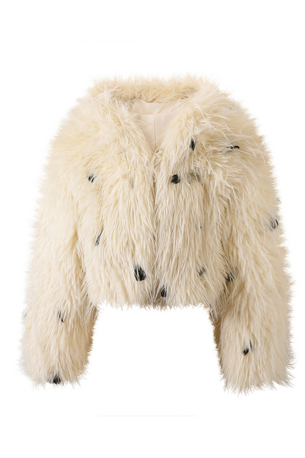 ドットファーショートコート＋フリルスカート＋レーススカート