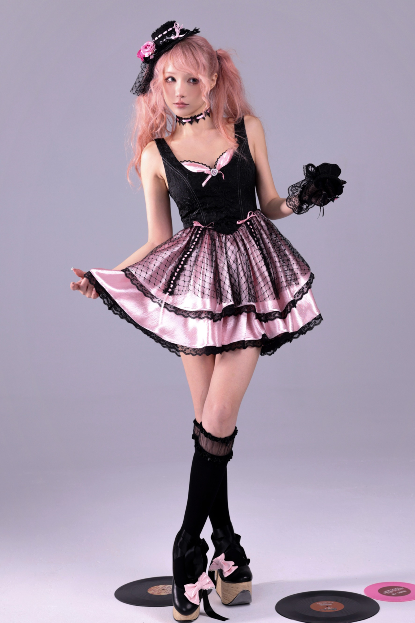 クリムゾンバロックパフィノースリーブドレス