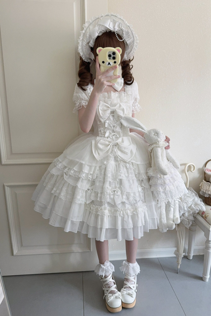 スウィートハートフリルリボンロリータドレス+BNT+ネックレス+姫袖