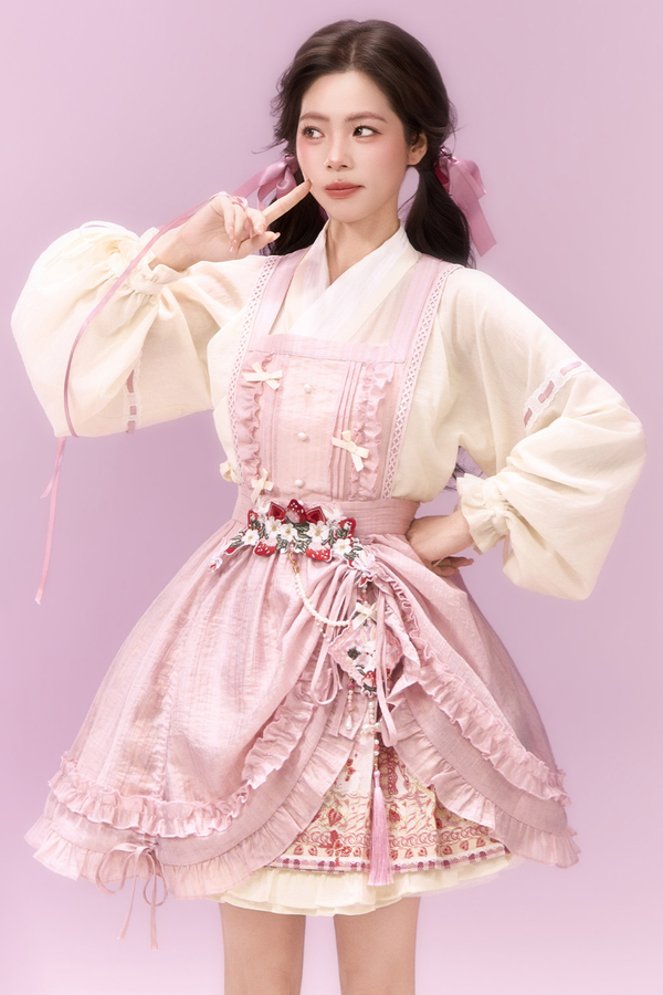 Sweet Chinese-Style Overskirt + Top + Skirt + Accessories