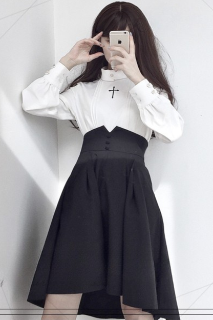 レトロダークゴシックハイウエストアシメスカート