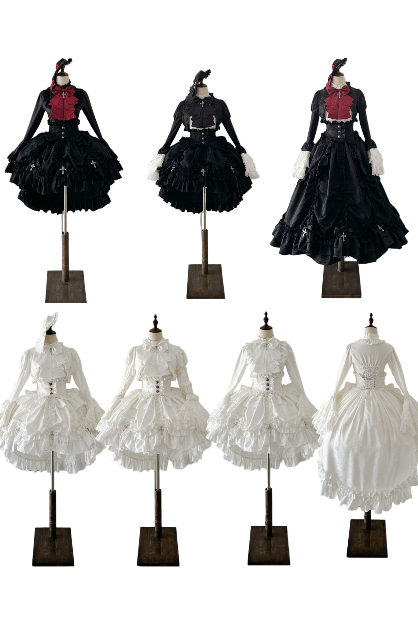 【12月6日予約締切】クロスノクターンゴシックダーク・ストライプレイヤードトップ＋クロスローズ・ストライププルアップスカート