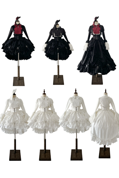 【12月6日予約締切】クロスノクターンゴシックダーク・ストライプレイヤードトップ＋クロスローズ・ストライププルアップスカート