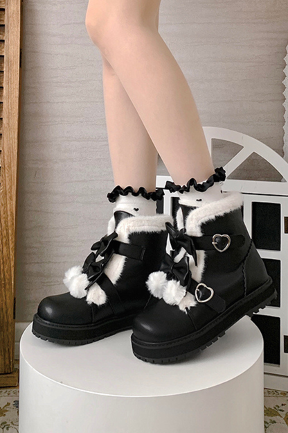 リボンプラットフォームソールブーツ