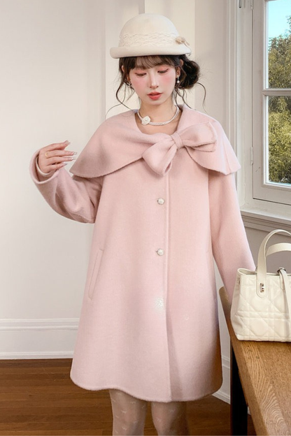 リボンビッグカラーフレアコート