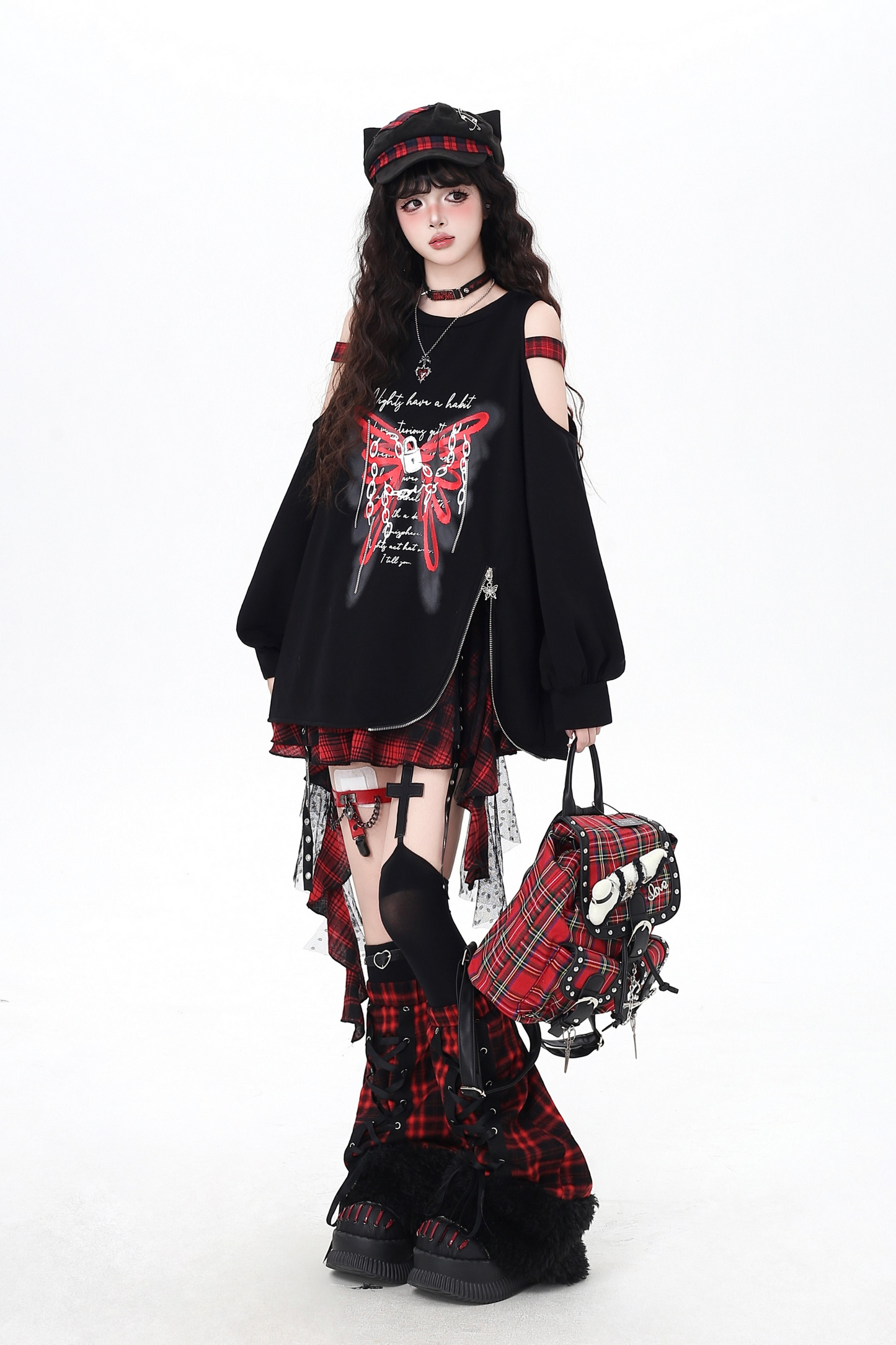 Butterfly Off-the-shoulder Design Loose Top