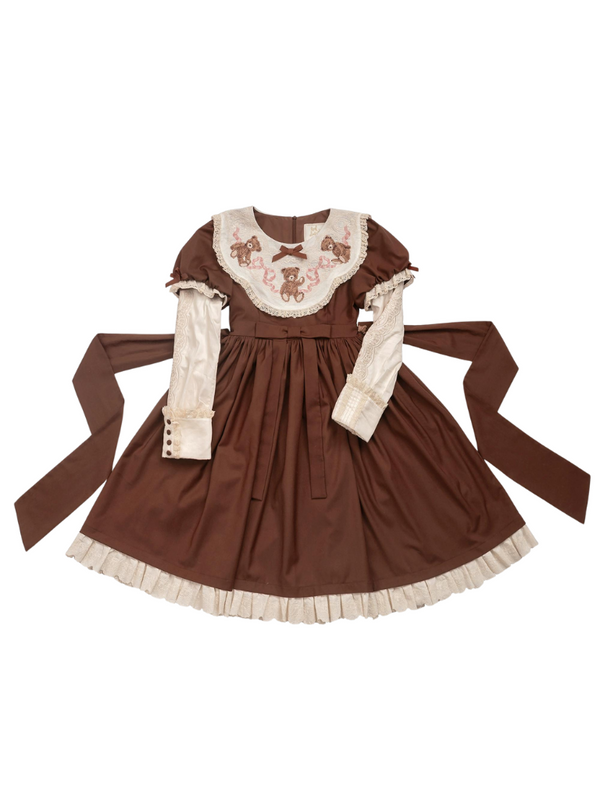 Lolita Teddy Bear Flap Race Puff Sleevin Ribondeless [Reservation Product]