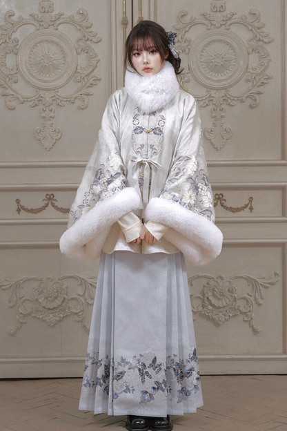 China Snow Fleece Jacket + Fur Shawl + Skirt