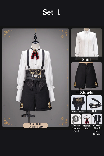 [Pre-order Deadline: December 7] Dark Red & Black Royal Prince-Style Military Lolita Coordinated Set 1/2 + Full Set Ouji Fashion