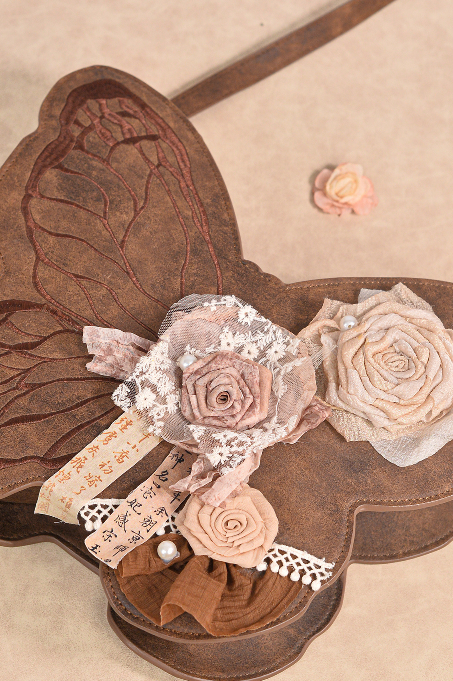 レトロブラウンバタフライワンショルダーバッグ