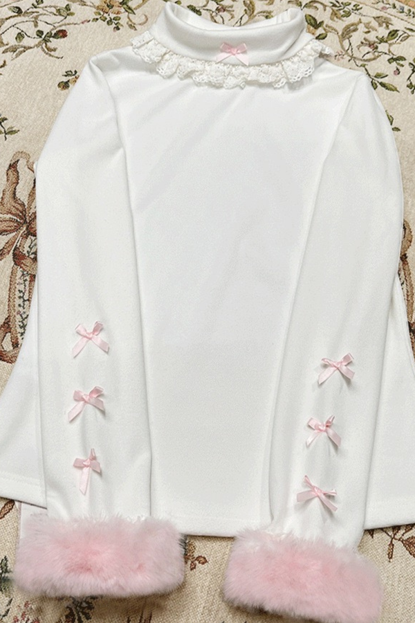 リボンタートルネックロリータトップス