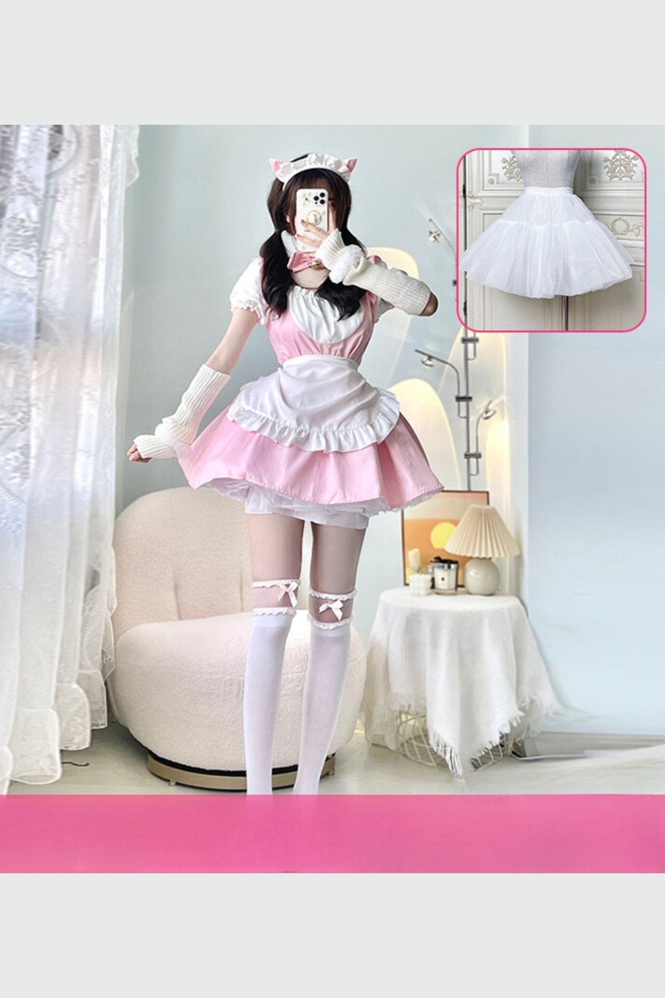 Pink Anime Lolita Maid Cosplay Dress