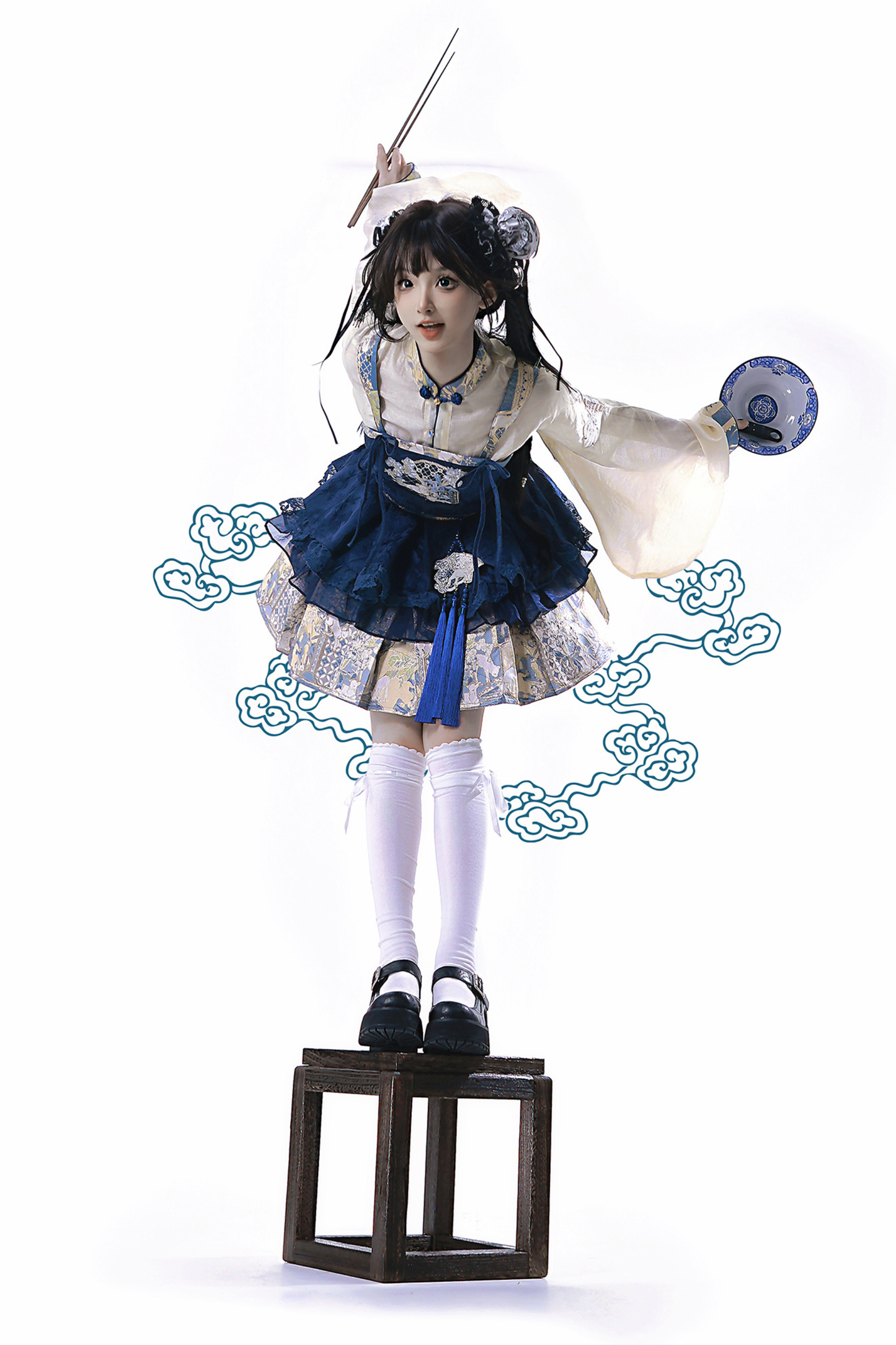 China Suspender Skirt + Shirt + Accessories