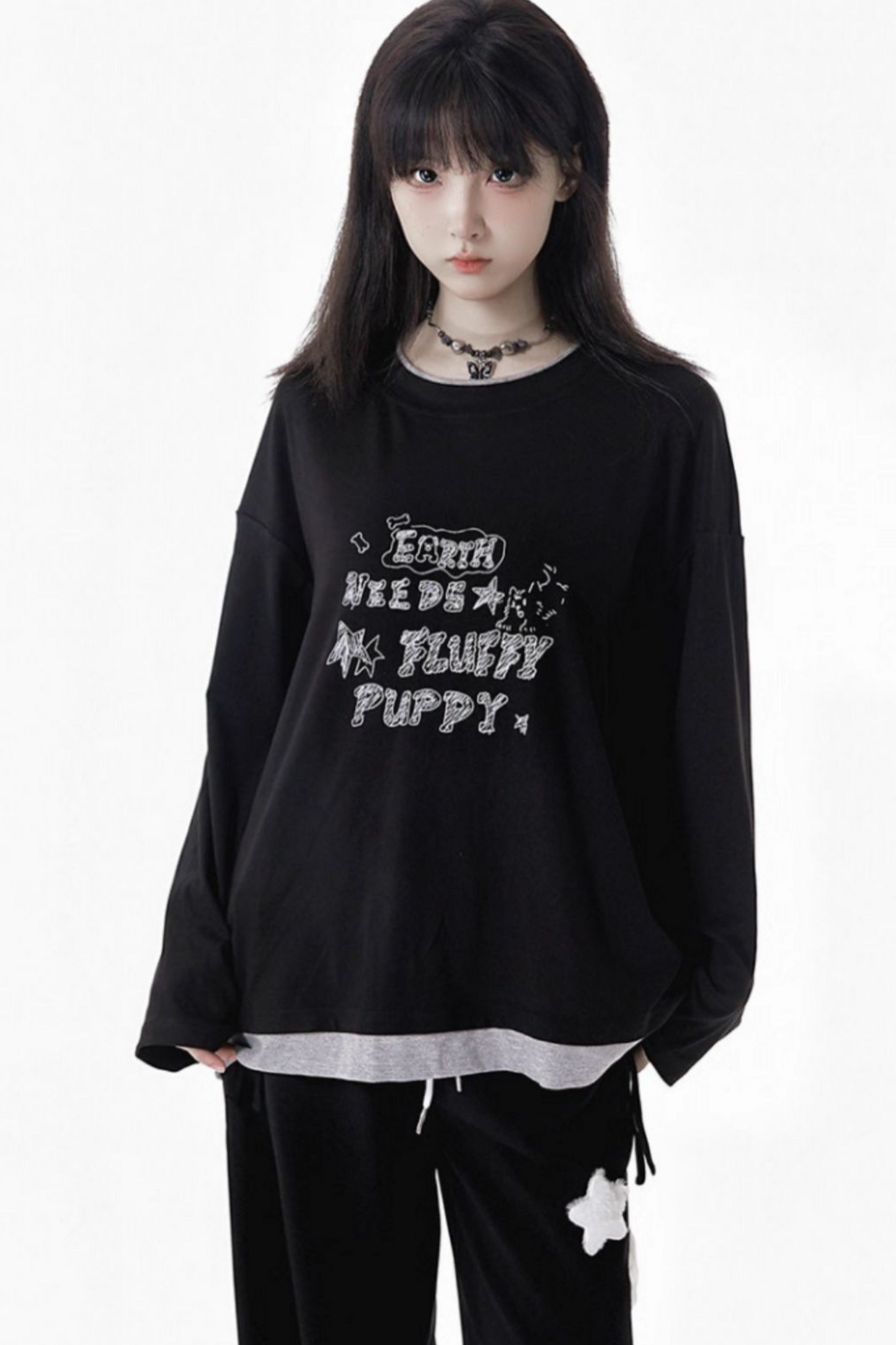 バイカラーパッチワークトップス