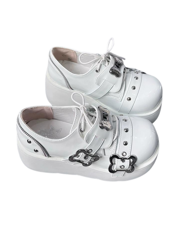 Angel Puppy Punk Style Round Toe Platform Shoes [Denim, Enamel