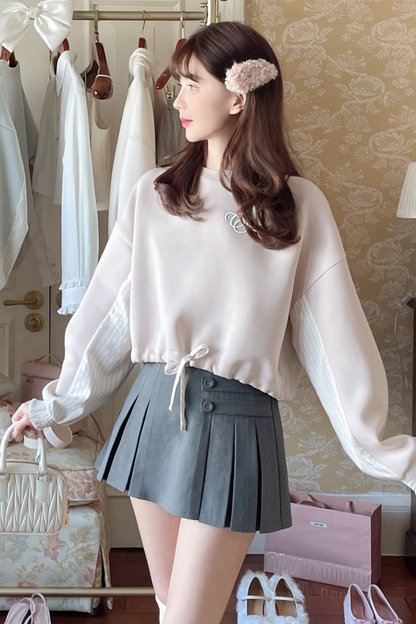 Wool High Waist Slim Double Pleated Skirt