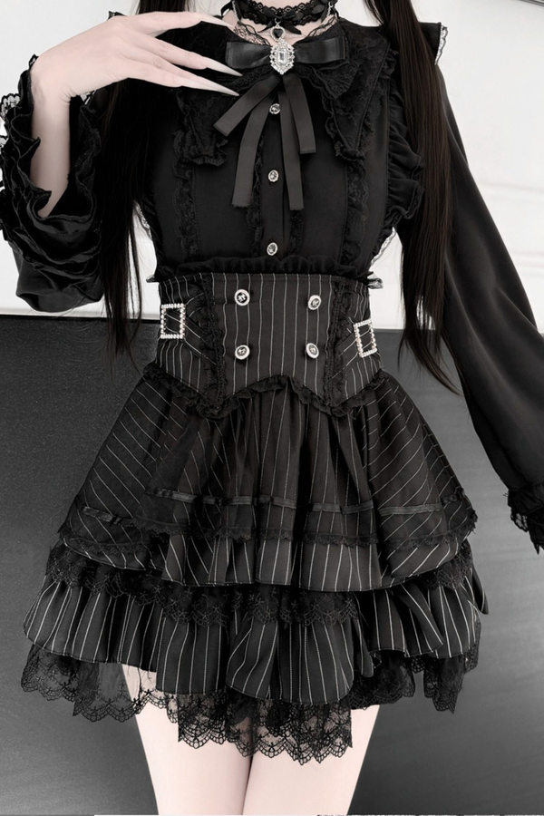 【3月13日予約締切】スイートティーレースプリンセススリーブリボンシャツ+ケーキスカート