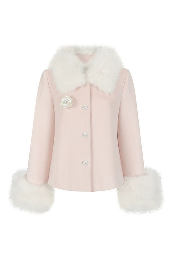 いちごみるくファーカラーウールジャケット＋ファータイトスカート