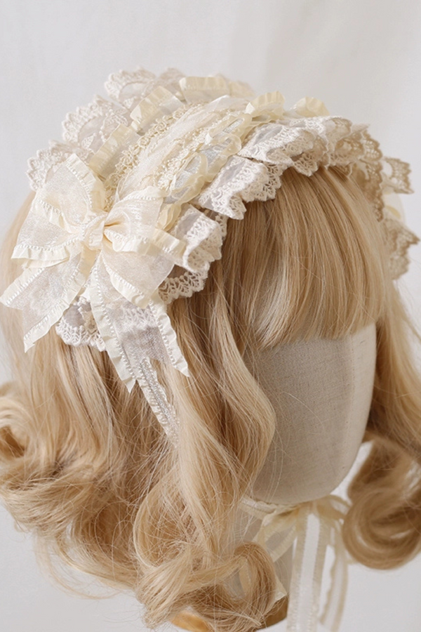 フラワーフリルロリータヘッドバンド