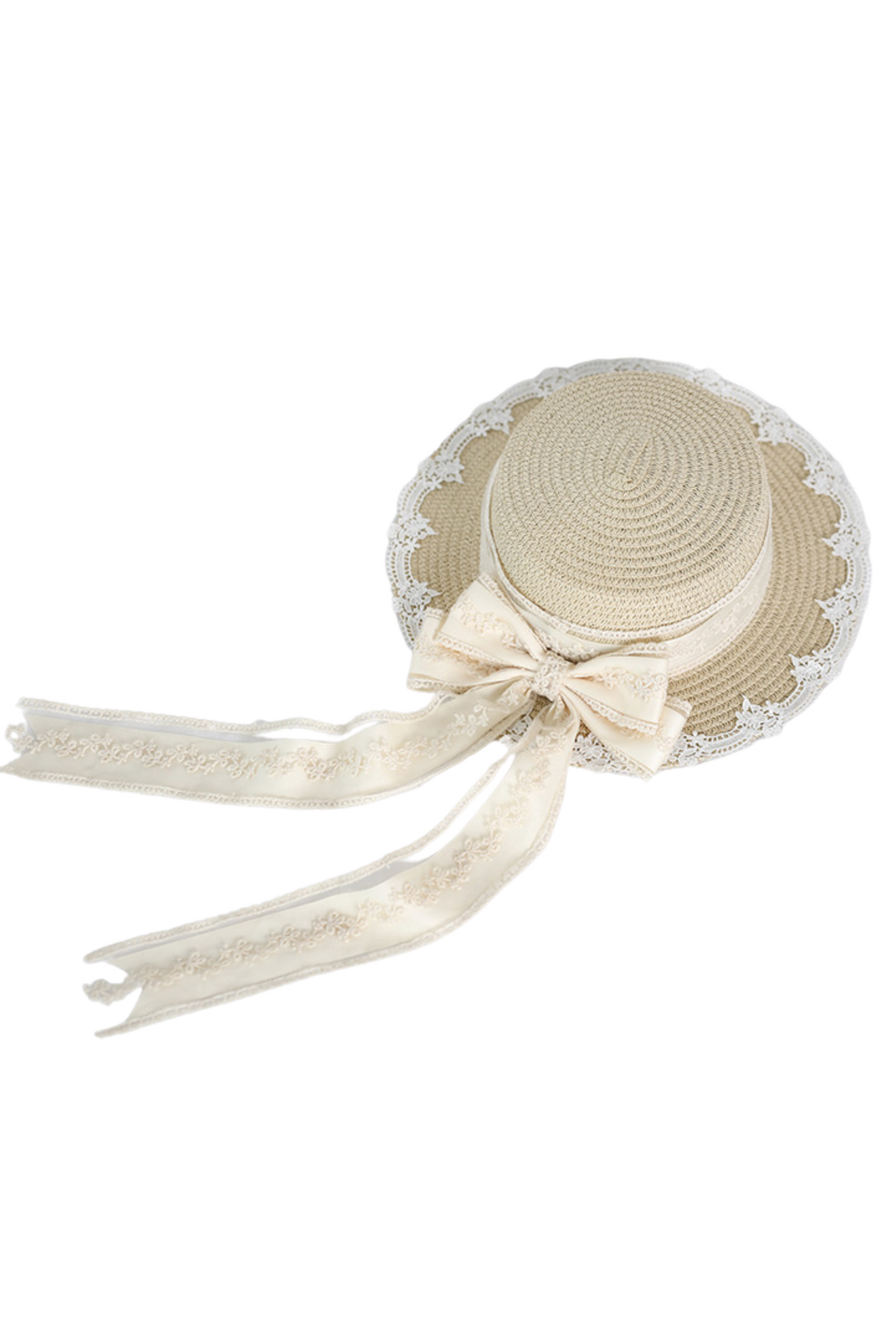 Lace Long Ribbon Straw Hat