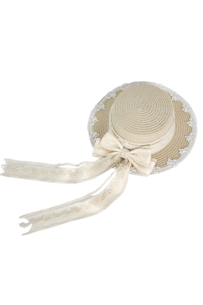 Lace Long Ribbon Straw Hat