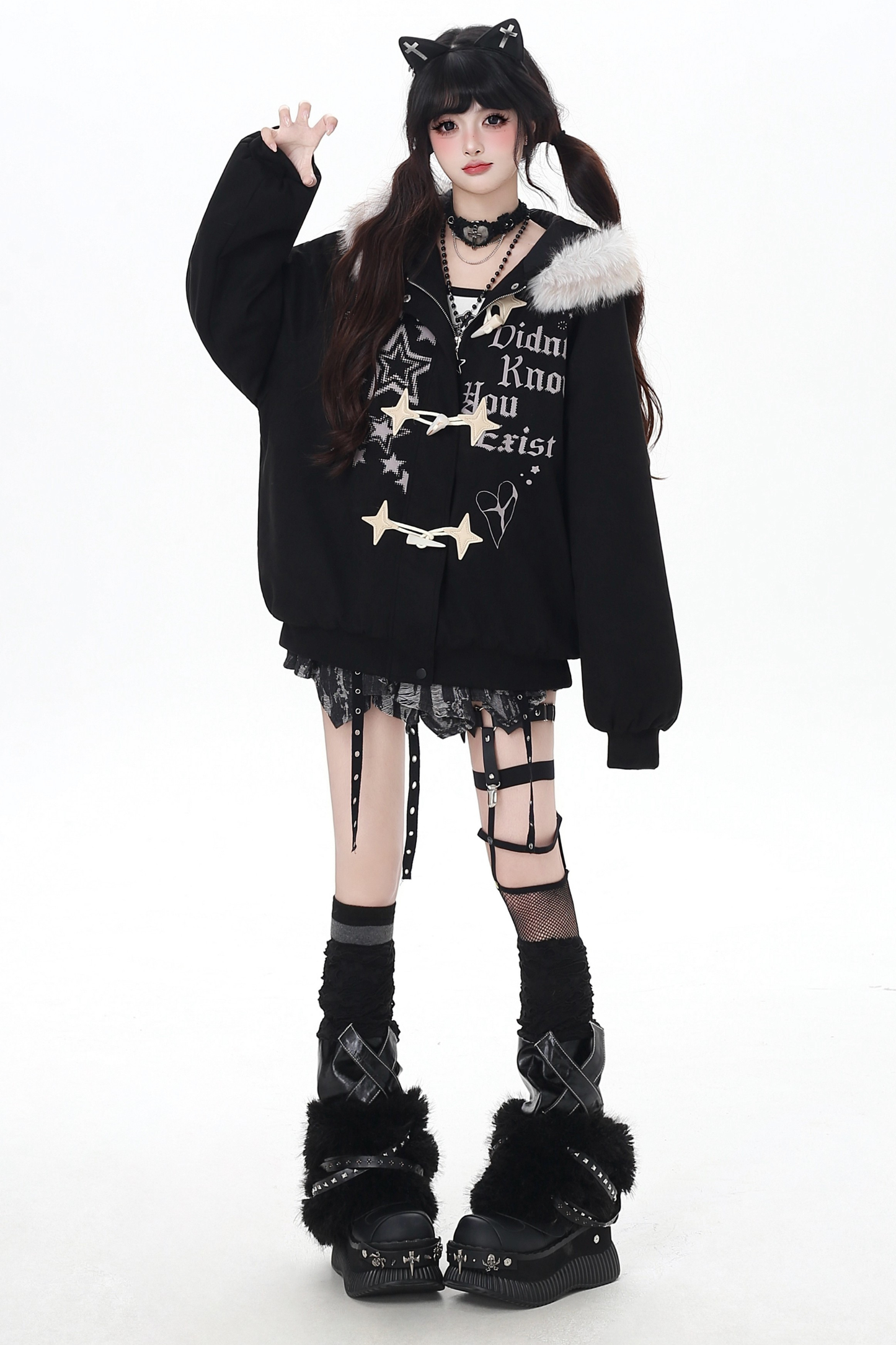 レターファーカラールーズスエードジャケット