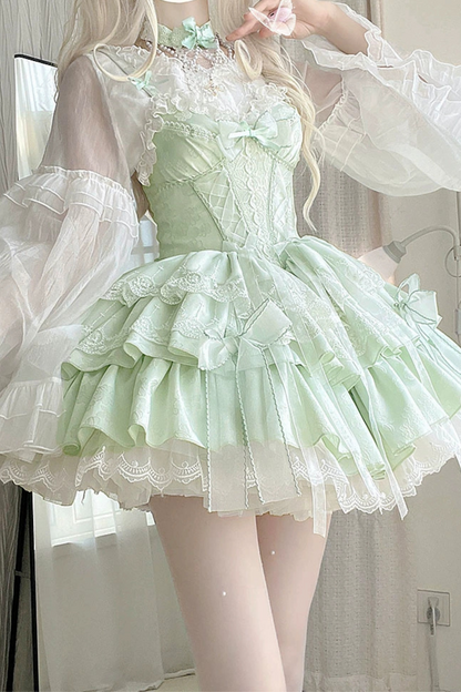 ポリールーバレエフランネルレースリボンロリータドレス