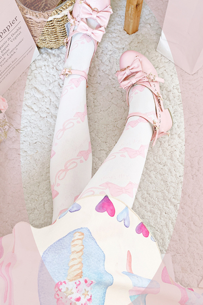 Love Spin Velvet Print Lolita Socks