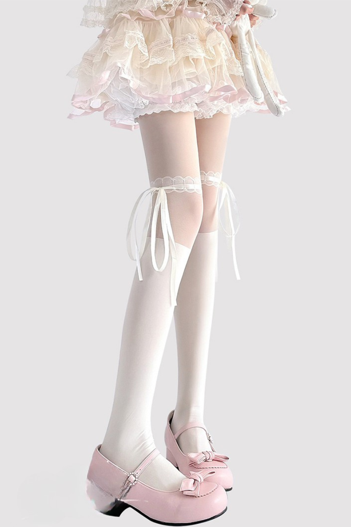 ストラップレースバレエリボンタイツ