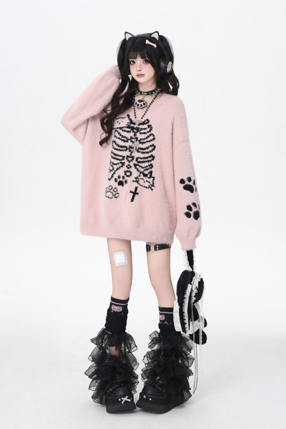Dark Sweet Cat Design Loose Knit