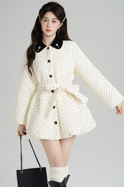 スイートポルカドットフレンチコート