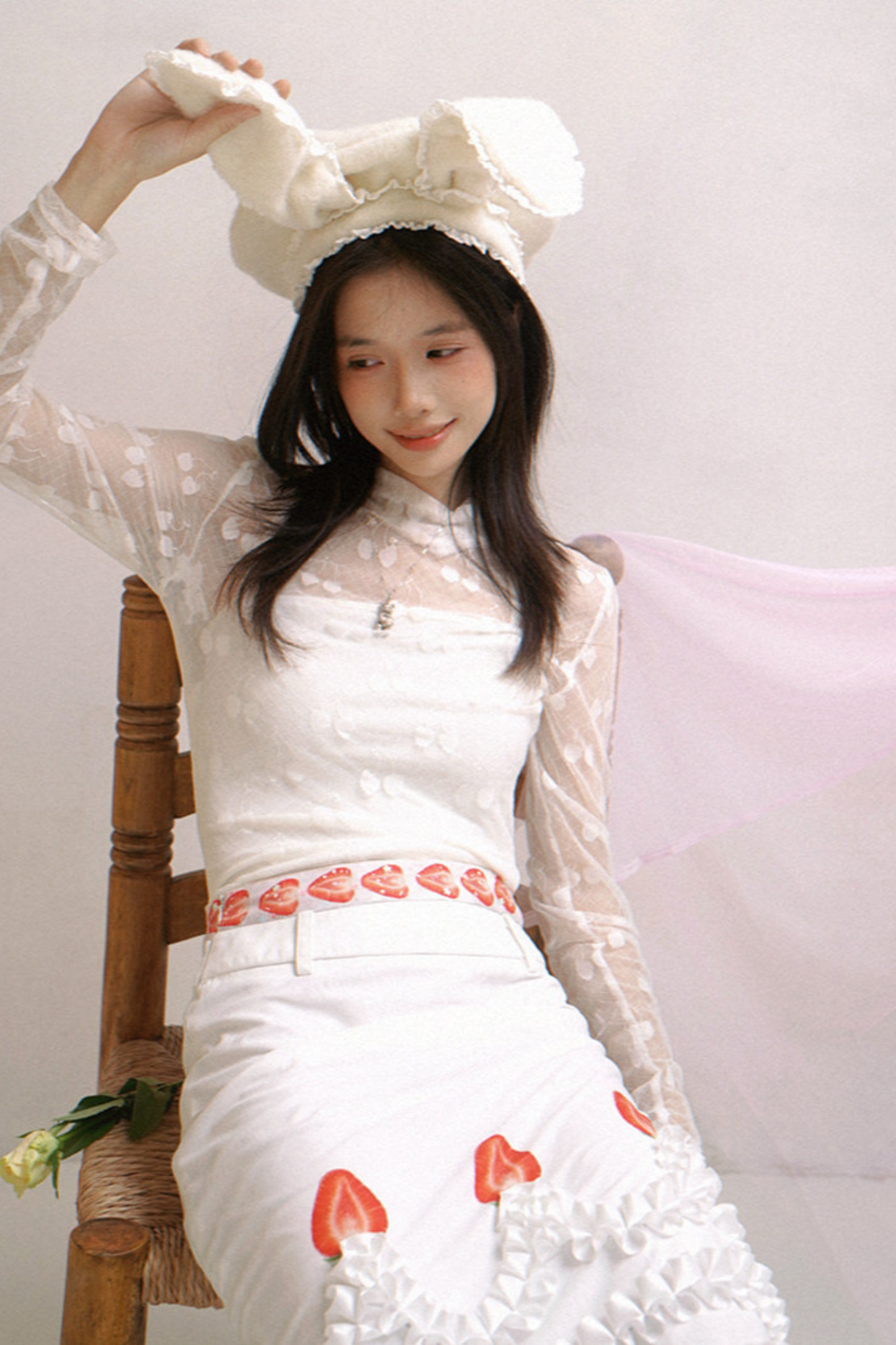 ストロベリーケーキプリントスカート