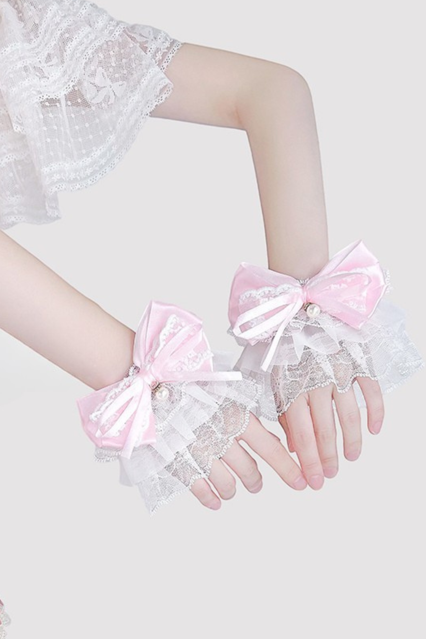 Lace Pearl Ribbon Lolita Sleeve