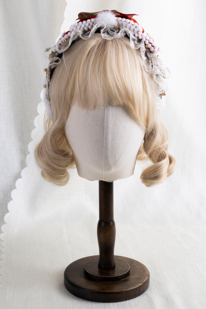 クリスマスレーススイートヘッドバンド+ハットクリップ+リボンクリップ