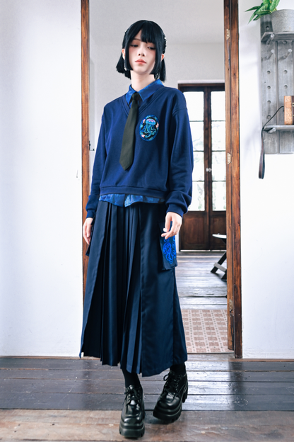 Slimming Jellyfish Stitch Pleated Skirt