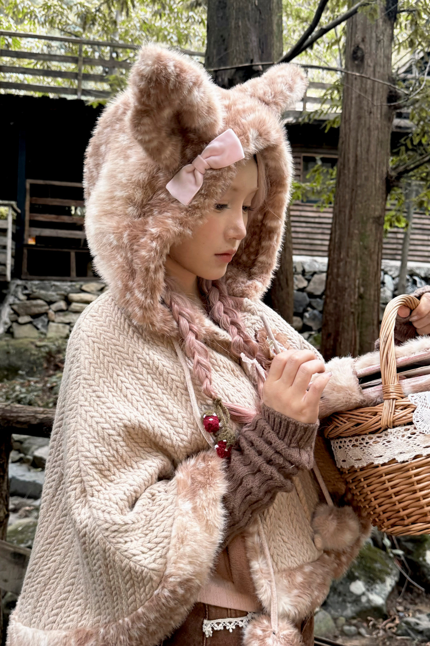 ニットフリースフォレストケープ