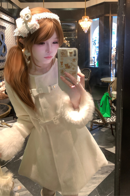 スイートガーリーフレアコート+リボンスカーフ