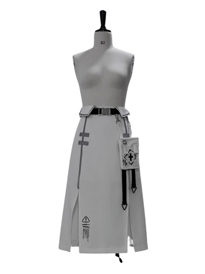Handsome Line Skirt Design Cape Suit [Hoody Cape + Shirt + Skirt + One Shoulder Cape]