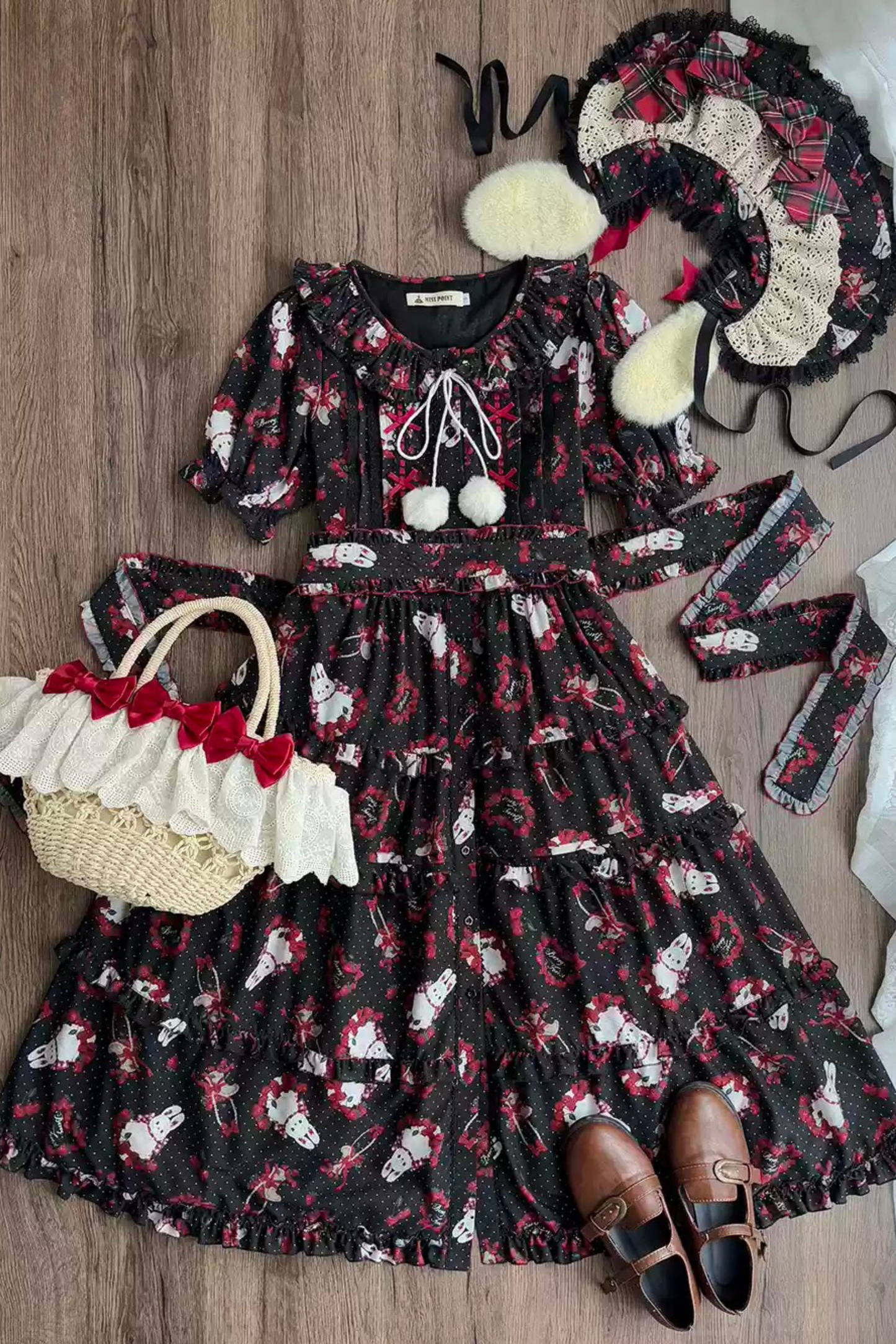 [Pre-order Deadline: January 31] Forest Berry Rabbit Series Daily Puff Sleeve Dress
