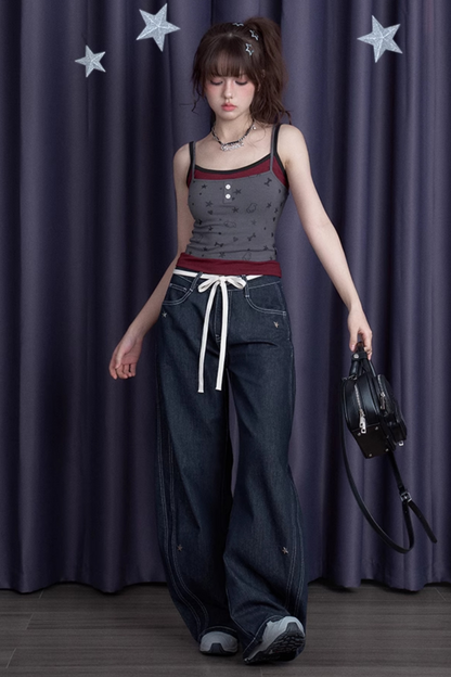 ツートンカラースプライスタンクトップス