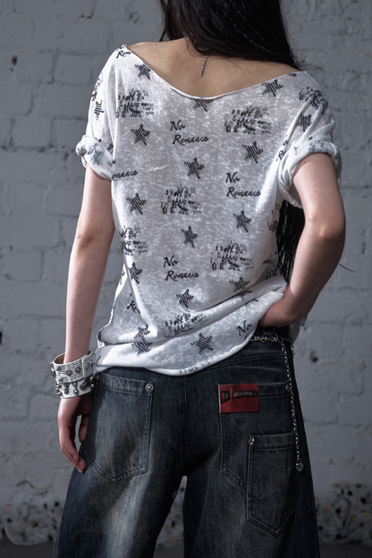 Y2k 타이트 프린트 탑