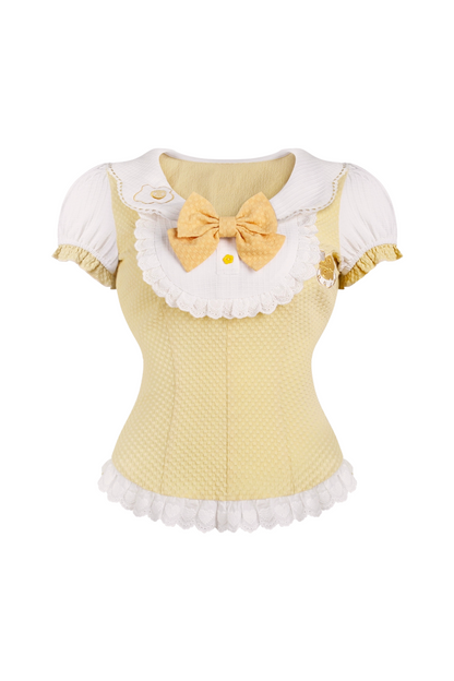 パインカラードールトップス+フリルサスペンダースカート